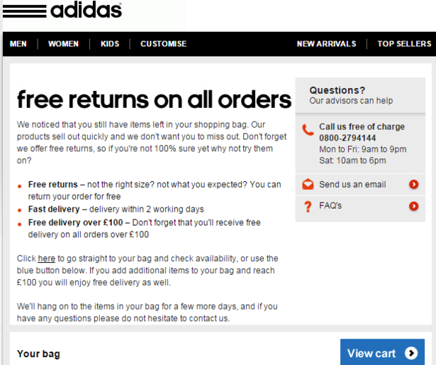 Adidas free returns policy 