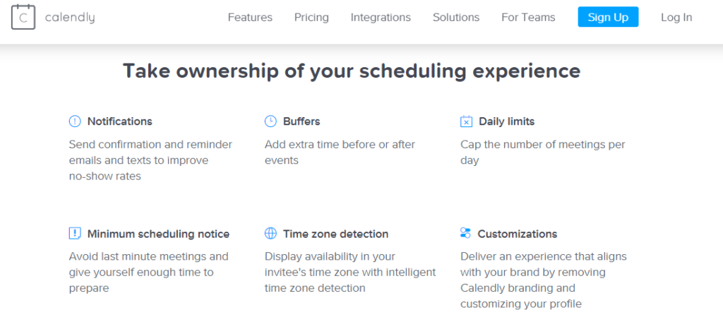 calendly saas product landing page
