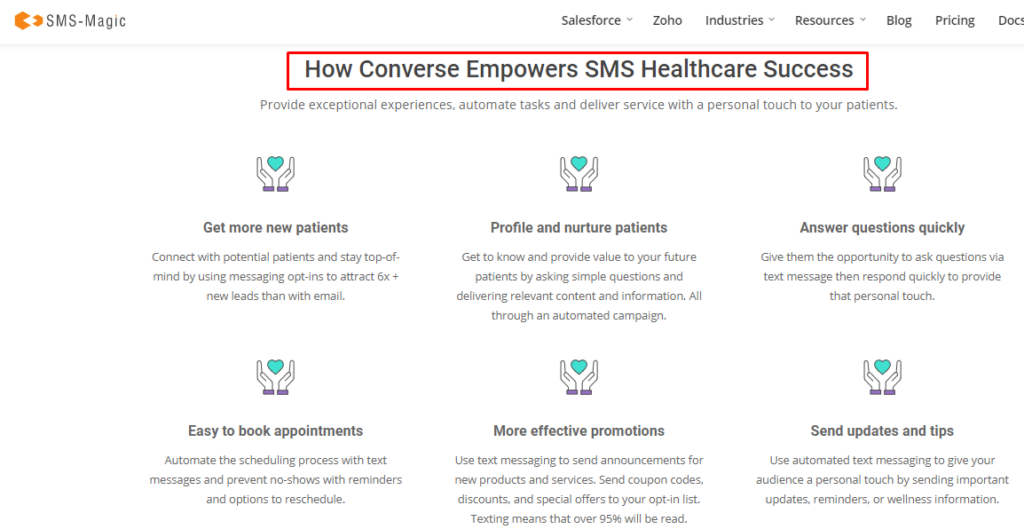 features page for healthcare