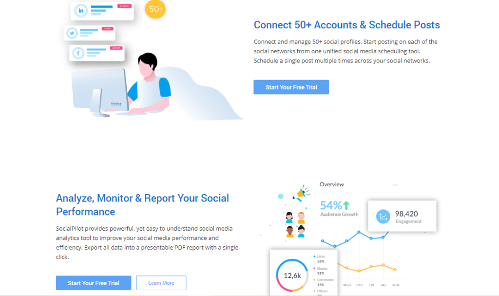 social pilot saas product page