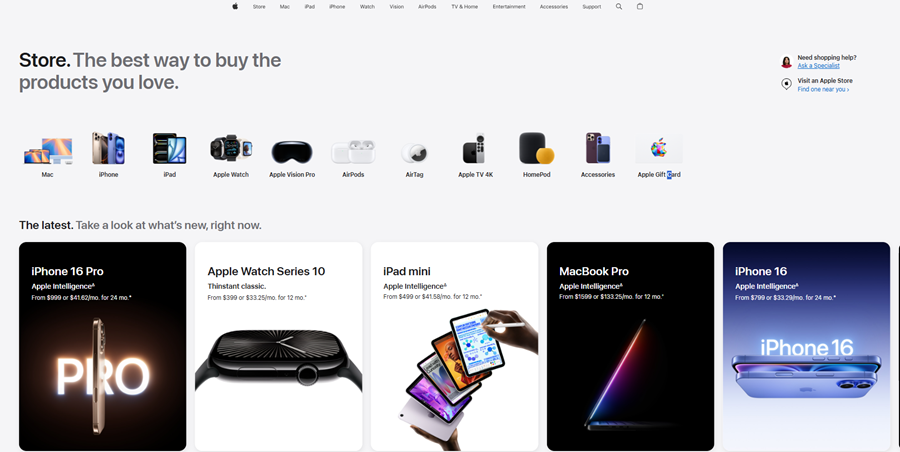 Apple website screenshot