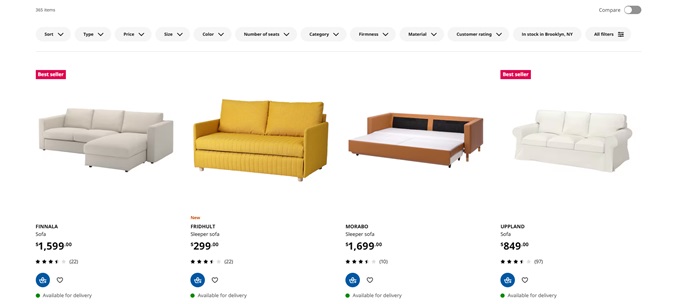 Screenshot from IKEA